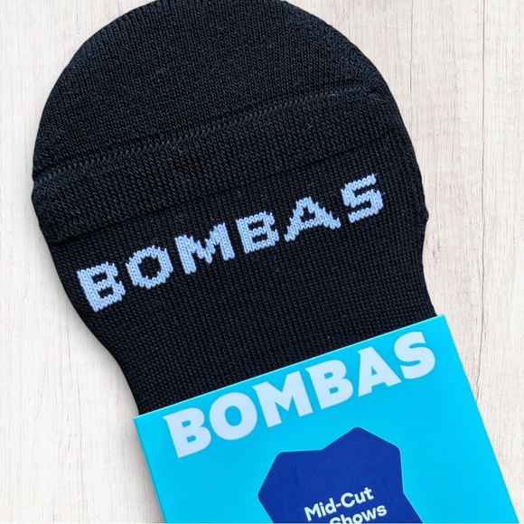 Bombas Mid-Cut No Show Socks Black Large Supima Cotton Cushioned Footbed NWT - Picture 4 of 4